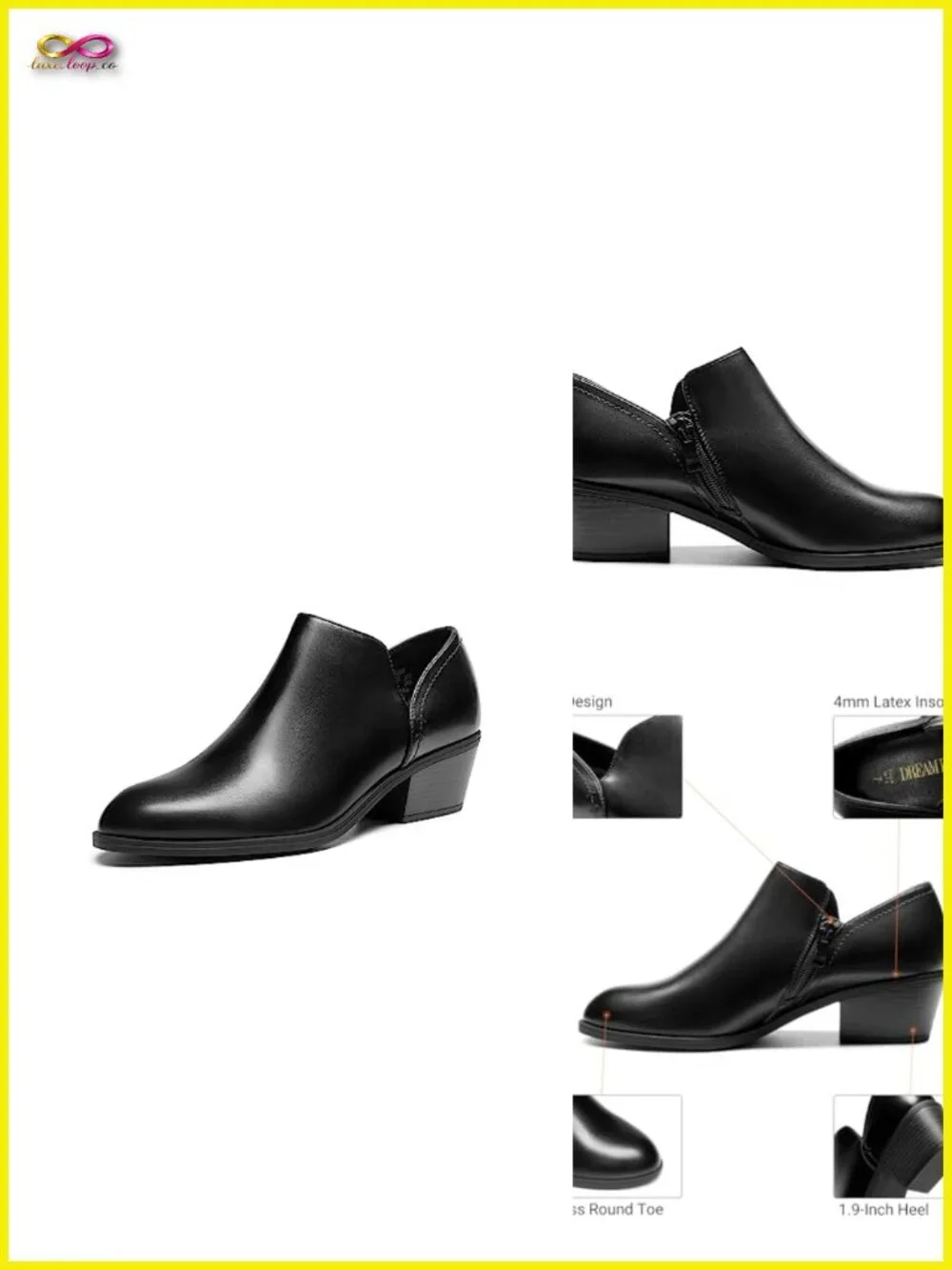 Ankle Boots Fall Boots Leather Thick Heel Side Zip Low Chunky Heeled Booties
